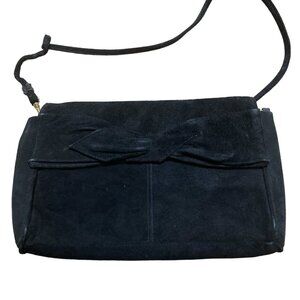 Vintage Black Suede Purse Crossbody Shoulder Bag Small